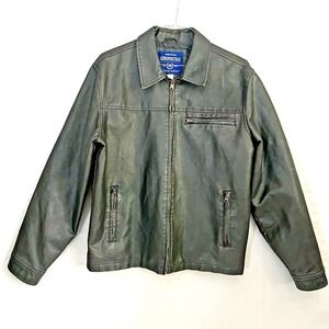 Aeropostale Bomber Jacket Dark Brown Vegan Leather Men's Large Vintage‎ Grunge